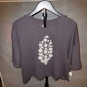NWT FP Movement Gray Graphic Womens Top